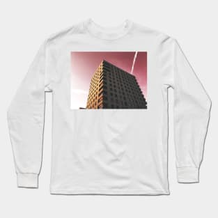 Towering architecture against a wine red sky Long Sleeve T-Shirt